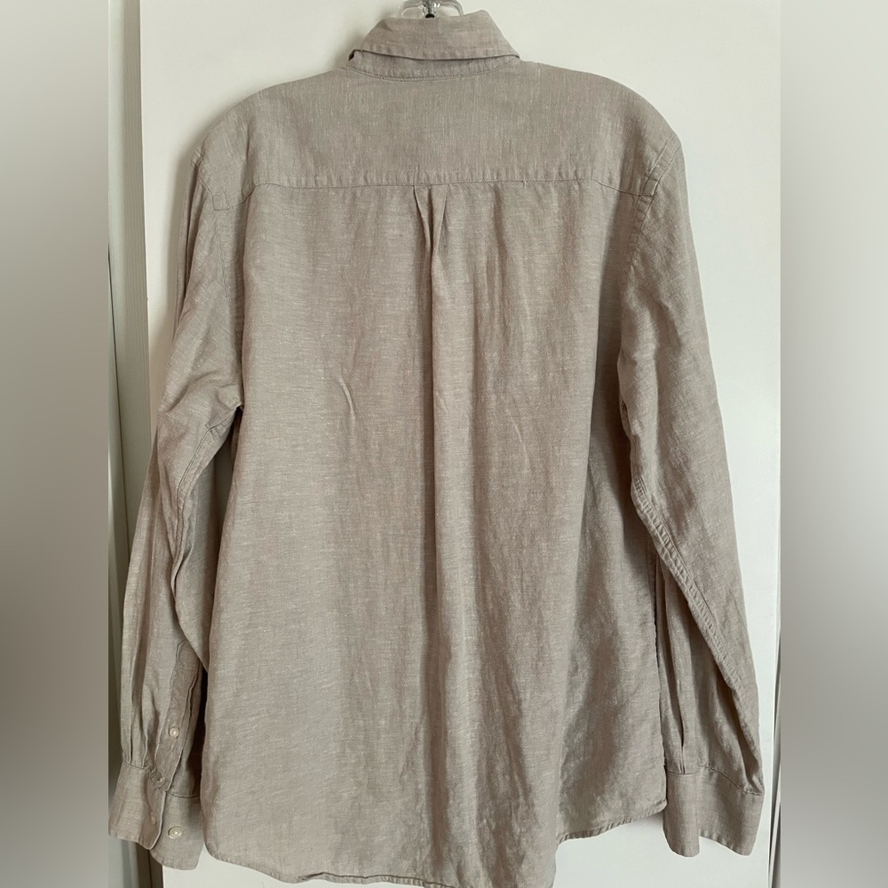 Mens M: Banana Republic Linen Long Sleeve Button Down Shirt Taupe NWOT new! - Picture 3 of 10